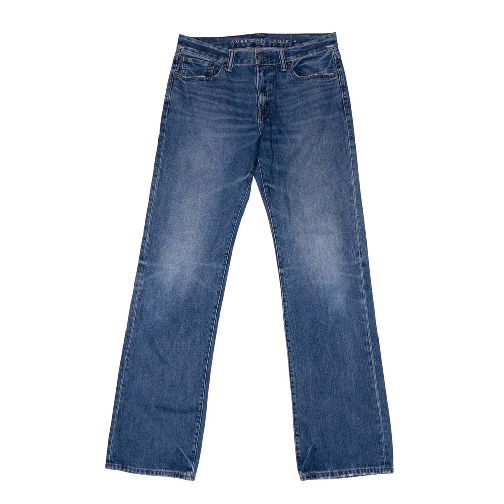 American Eagle Jeans Mens 32x36 Blue Original Bootcut Distressed Faded Denim